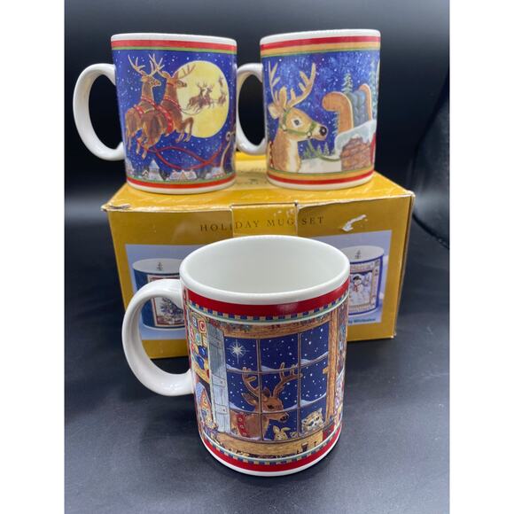 3 Mugs Vtg JC Penney 1999 Holiday Christmas Mug Set Betty Whiteaker United Way - Picture 5 of 6